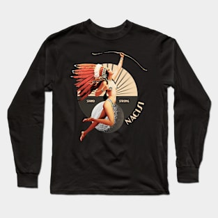 Nacisi 1920's Art Deco Indian Moon Pin Up Girl Retro Stand Strong Long Sleeve T-Shirt